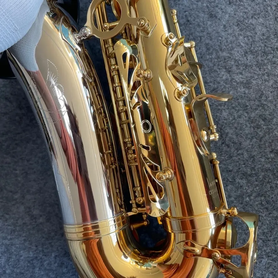 Hochwertiges, originales WO37-Eins-zu-eins-Strukturmodell, Drop E-Tune, professionelles Altsaxophon, weißer Kupferrohrkörper, vergoldetes SAX