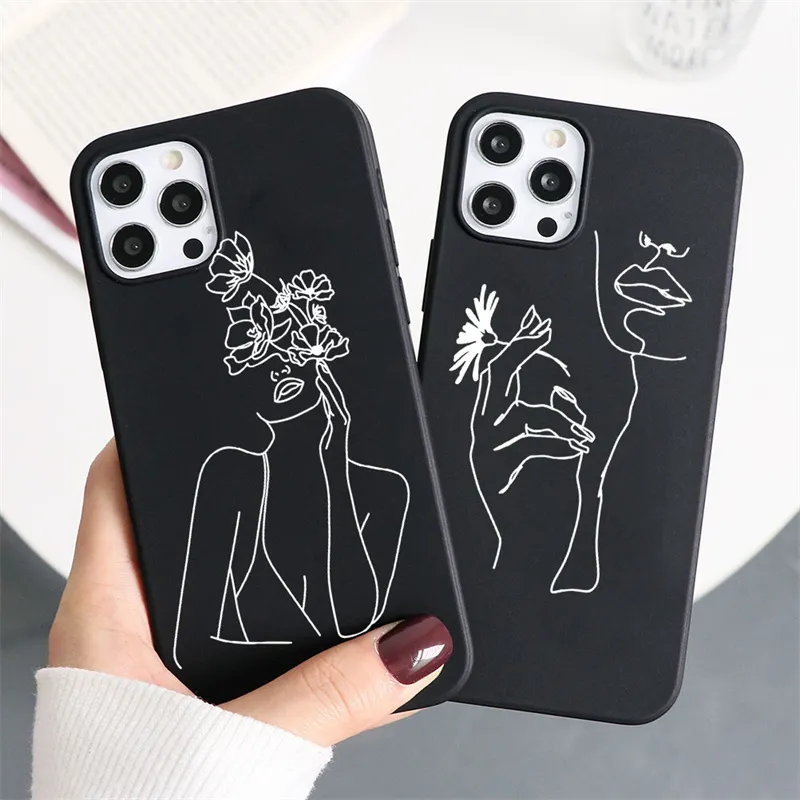 Line Art Soft TPU Cases For Xiaomi Poco X3 Pro NFC F3 Mi A3 10T Redmi Note 10 9 9S 9T 8T 8 5 6 9A 7A 7 Lite Capa Cover