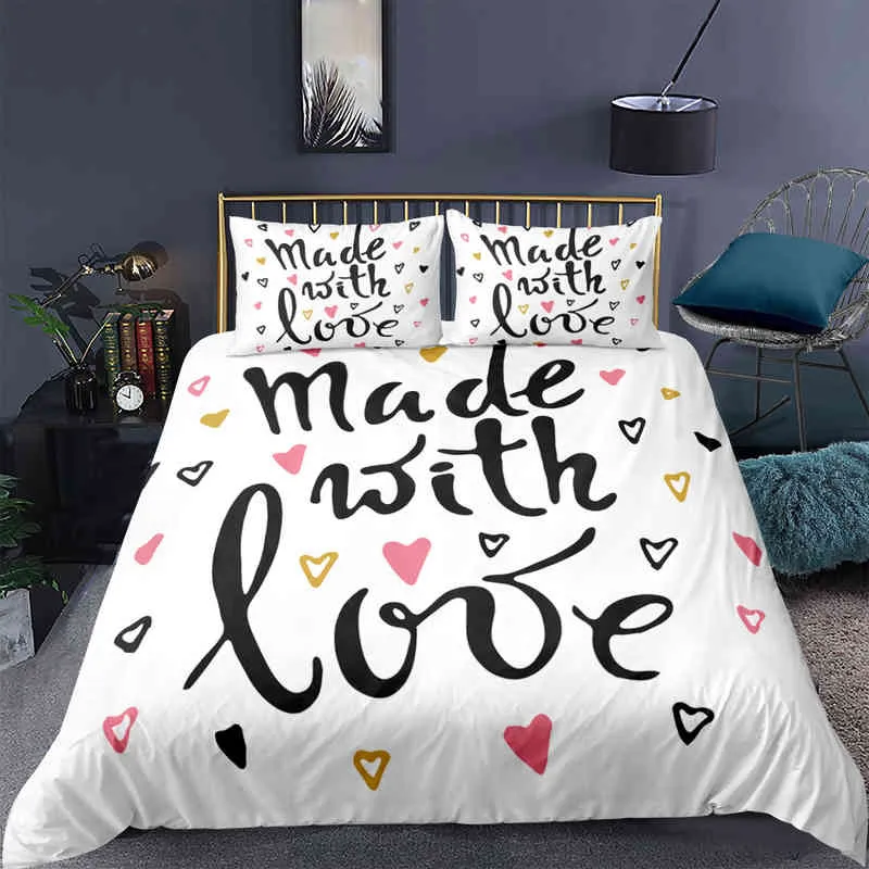 Couple Duvet Cover Set Black White Crown Love Comforter Queen and King Bedding Sets for Boy Girl Queen/king/full/twin Size