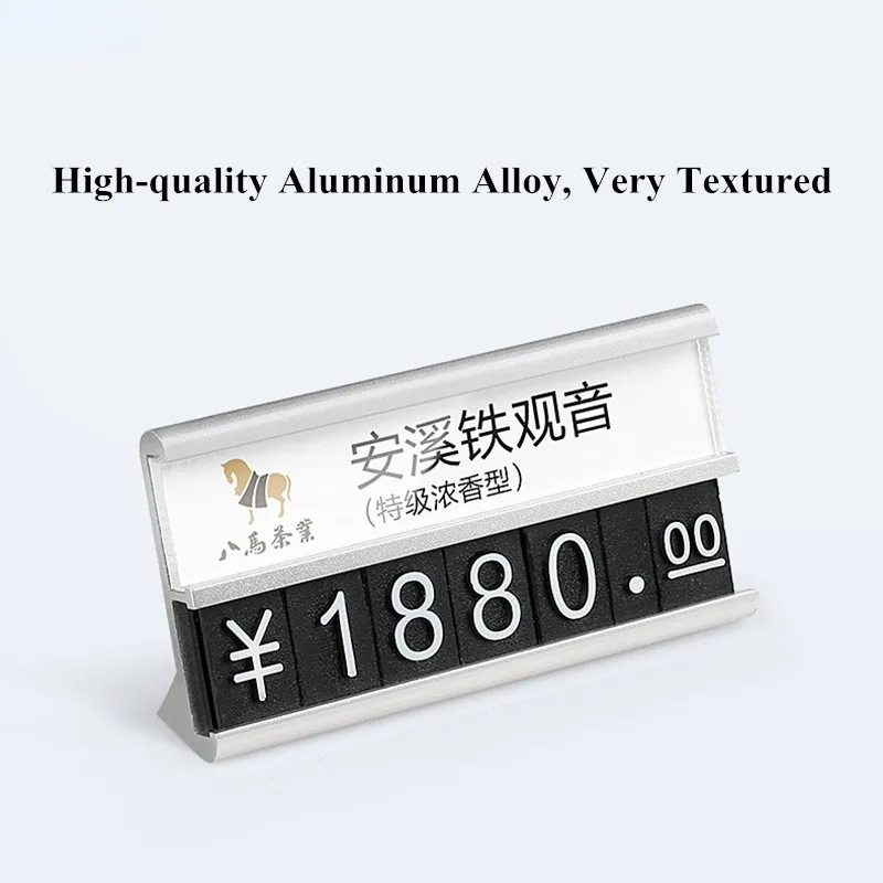 Verstellbarer Aluminium-Preiswürfel, Schmuck-Display, Etiketten-Set, Preisschild, Schild, Kartenhalter