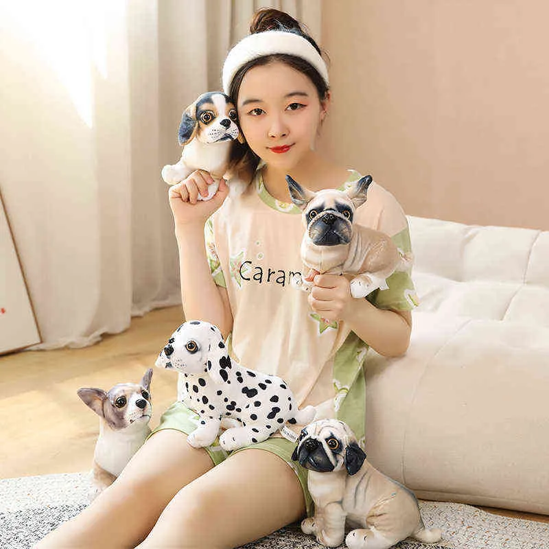 pc CM Kawaii Simulation Dogs Peluche Toy Pug Bulldog Chihuahua Stuffed Dolls Lovely Puppy Plush for Kids Birthday Gift J220704