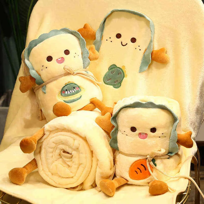 Sizes Beautiful Bread Roll Blanket Dolls Kawaii Cartoon Toast Flannel Children Girls Scarf Lunch Break Xmas Gift J220704