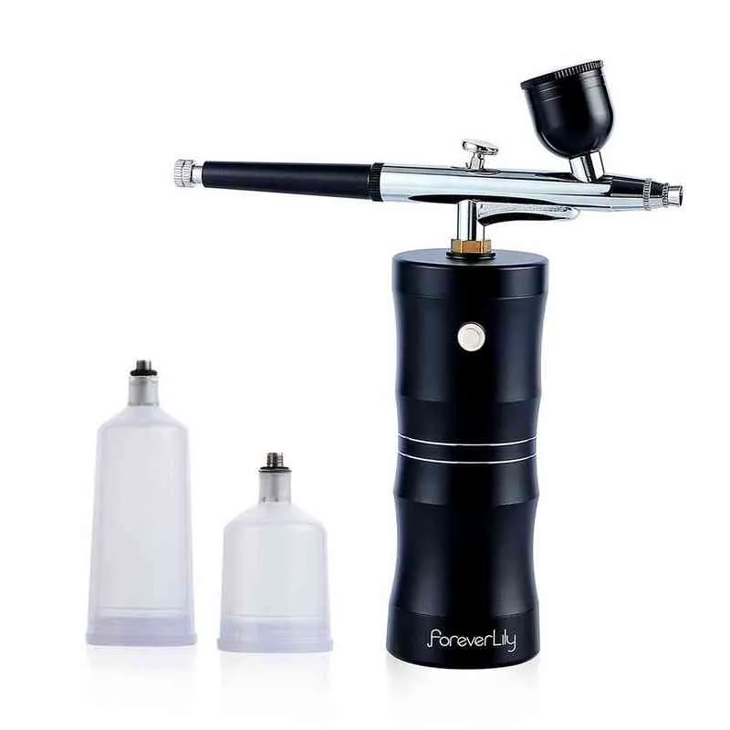 Foreverlily Mini Air Compressor Kit Air-Brush Paint Spray Gun Airbrush For Nail Art Tattoo Craft Cake Nano Fog Mist Sprayer 220517