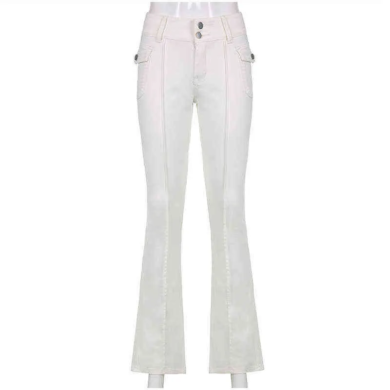 Vintage Wit Low-Rise Striped Flare Denim Pants Mall Goth indie Aesthetische tassen Patchwork Jeans vrouwen Y2K brede pijp broek L220726