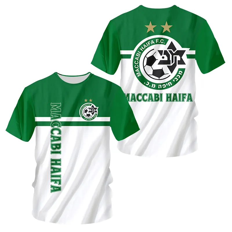 Israël Maccabi Haifa Jersey Été Hommes Football Plus La Taille Maccabi Haifa T-shirts Drapeau À Manches Courtes Vert Singes Fans Football Vêtements 220609