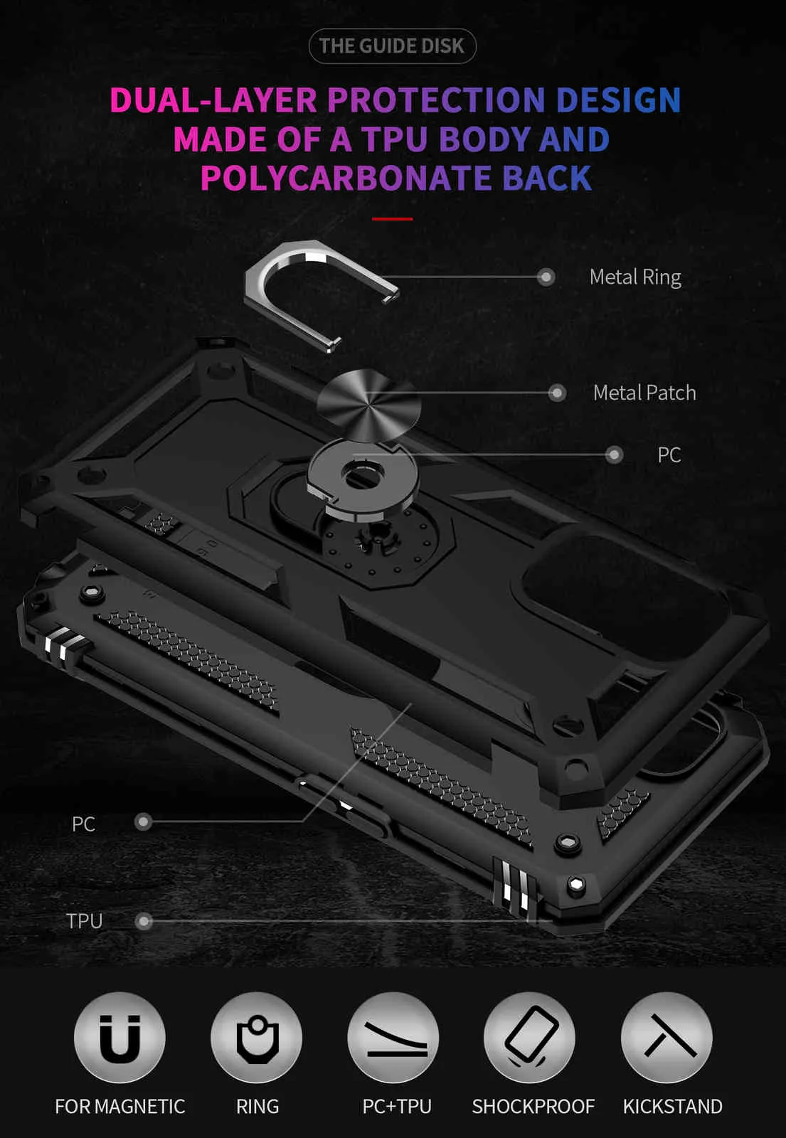 Voiture magnétique métal anneau support armure antichoc étuis pour OnePlus Nord N200 5G souple TPU pare-chocs dur PC couverture arrière Coque Fundas