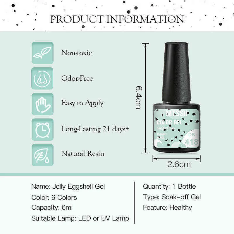 Żel na paznokci Zabawka MTSSII JELLY Eggshell Polska sztuka DIY Jogurt Efekt Soak Off Base Top Coat Manicure Color UV Lakiery 0328