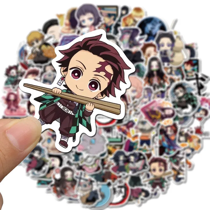 Anime Demon Slayer Kimetsu No Yaiba Autocollant imperméable PVC Skateboard bagage Motorcycle Kid Boy VSCO Sticker 220815