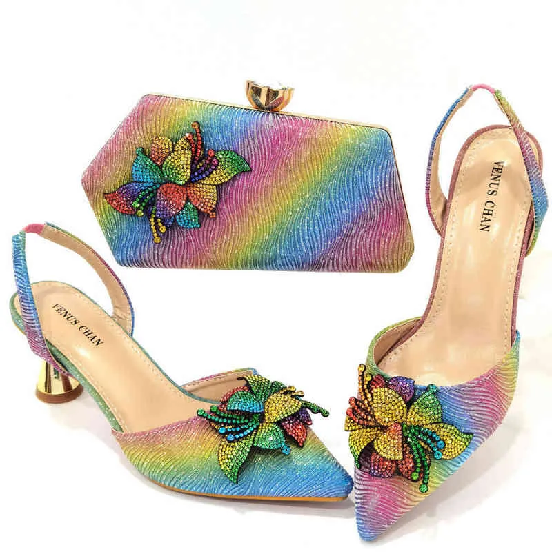 Обувь для обуви Новое прибытие африканская свадьба и набор сумок с магнитным цветом итальянца с соответствующими сумками Нигерийская женская вечеринка 22051287340922940764