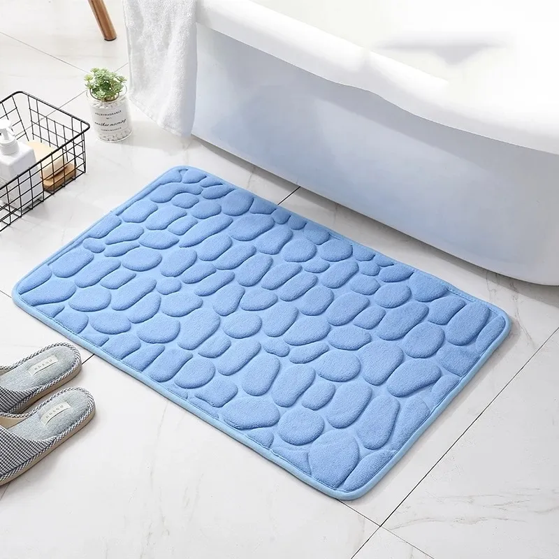 Cobblestone Embossed Bath Mat Nonslip Bathroom Carpets In Wash Basin Bathtub Side Floor Rug Shower Room Doormat Memory Foam Pad 220811