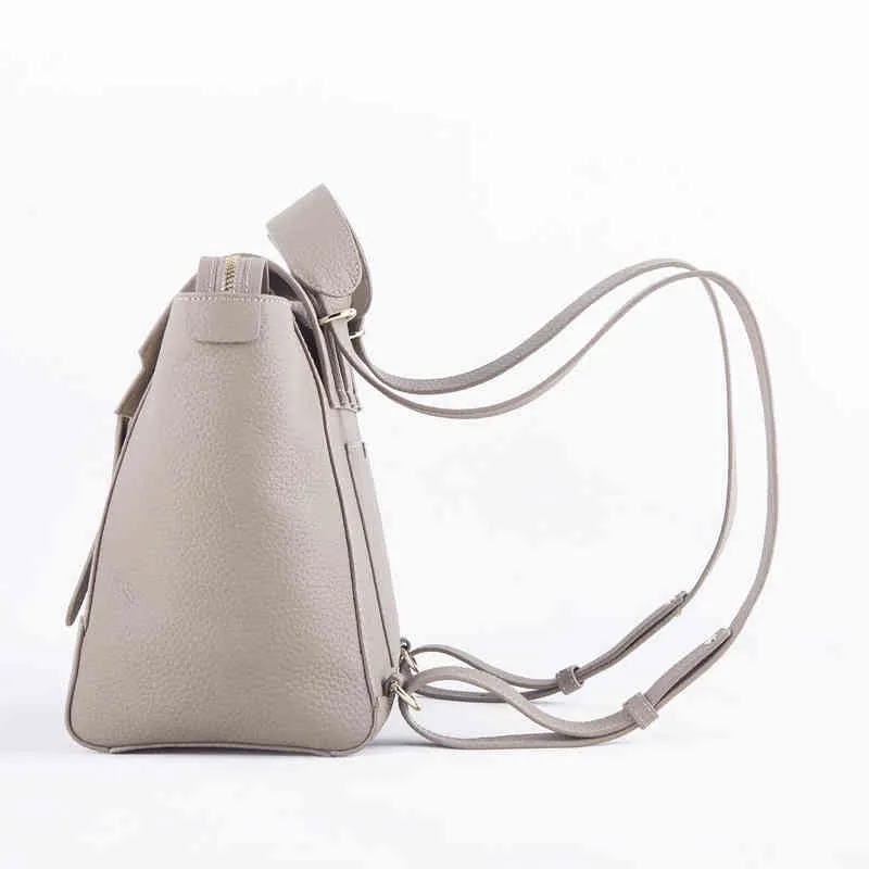 New Design Women Genuine Leather Solid Backpack High Quality 220519