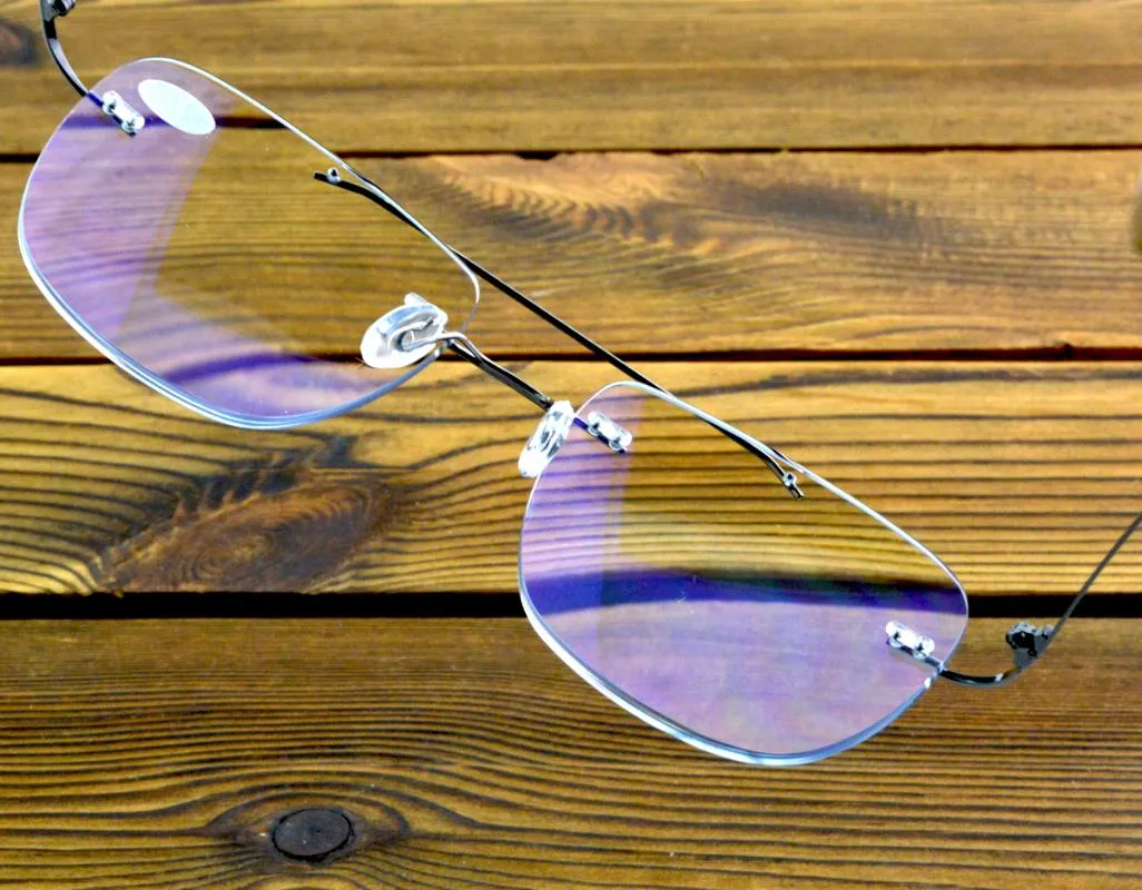 Gafas de sol Pilot Rectángulo Doble Puente Rimless Progressive Multifocal Reading Gafas 0 75 a 4 Ver Near y FarsungLasses231m