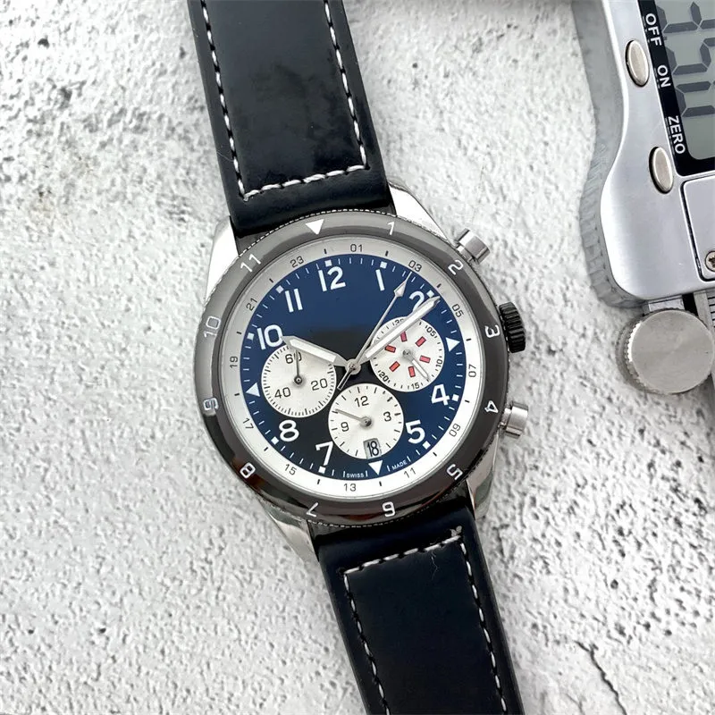 Relógios de quartzo masculinos cronômetro calendário 43mm mostrador japonês movimento de quartzo VK 316L caixa de aço fino relógio masculino 239W