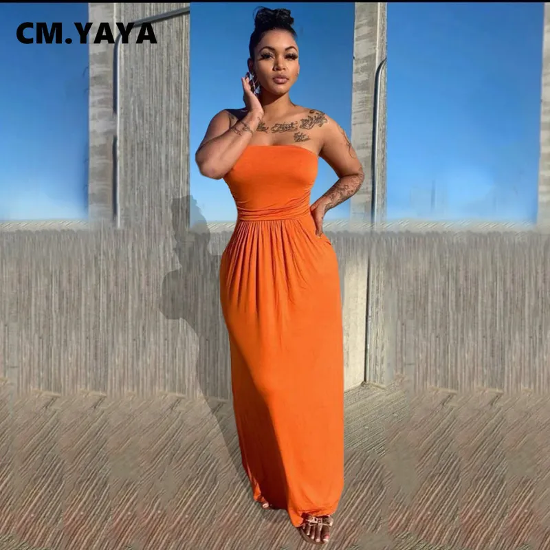 CM.YAYA – robe longue sans bretelles pour femmes, taille haute, ajustée et évasée, pour Streetwear, plage, Sexy, longueur au sol, été, 220516