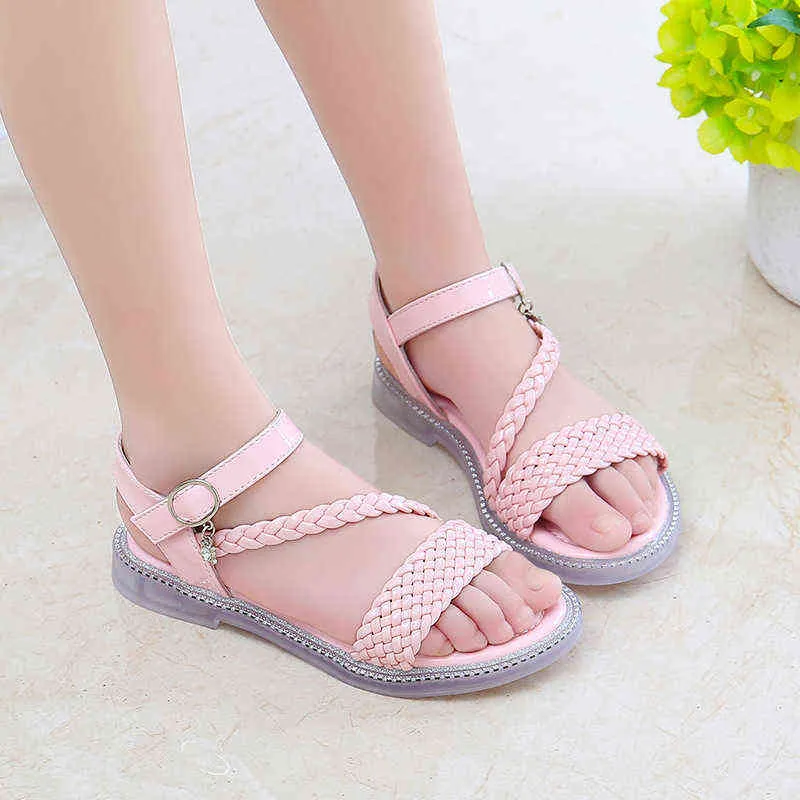 Children Summer Beach Sandals 2021 Sport Girl Sandals Kids Princess Shoe Fashion Weave Sandals 3 4 5 6 7 8 9 10 11 12 Year Old G220523