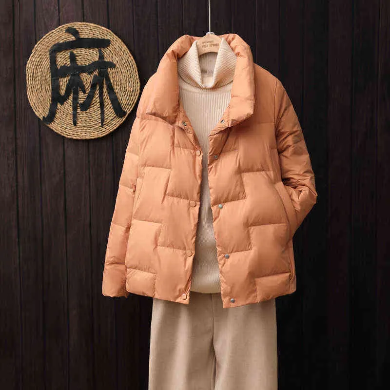 2022 Autumn Winter New Light Down Jacket Ladies Short Ultra-light Fashion Light and Thin Large Size Loose Coat Para Mujer L220730