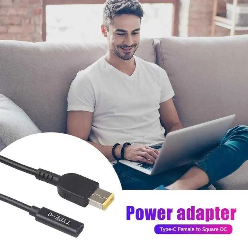 Laptop Power Adapter Connector DC Plug USB Typ C Kvinna till fyrkant DC Male för Lenovo ThinkPad Series Square-Port Power