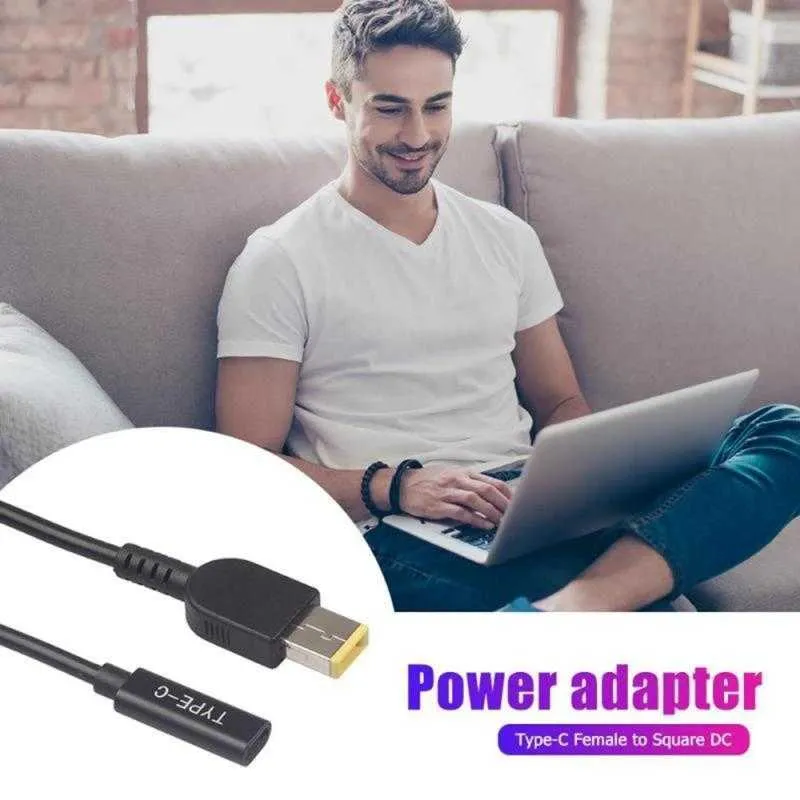 Złącze adaptera zasilającego laptopa wtyczka próżnia USB Type C Kobieta do kwadratowego samca DC dla Lenovo Thinkpad Series Power-Port Power