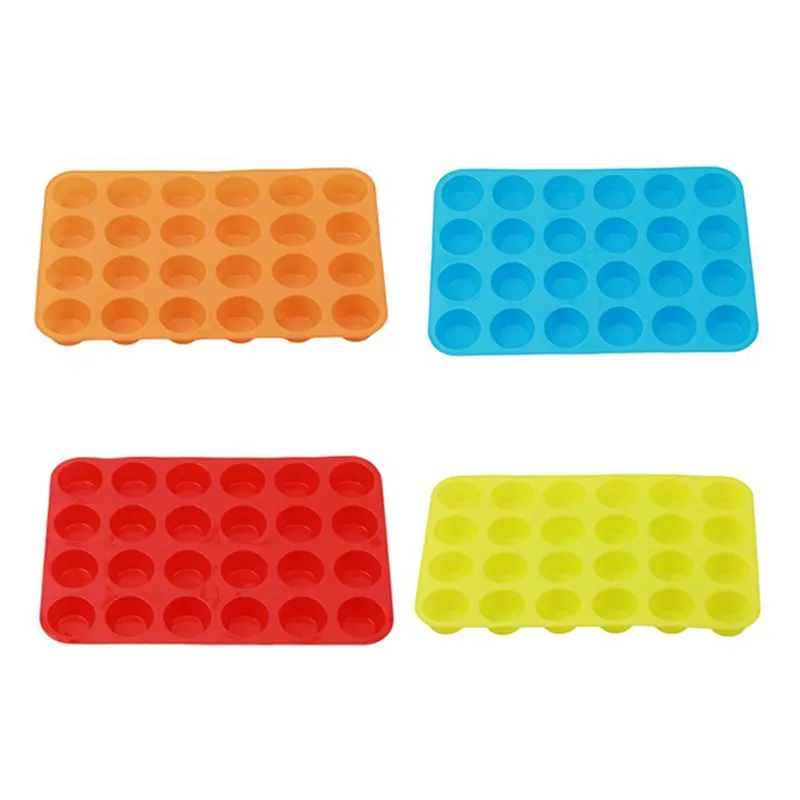 Mini Muffin Cup 24 Cavity Silicone Soap Cookies Cupcake Bakeware Pan Tray Mould Home DIY Cake Mold 220721