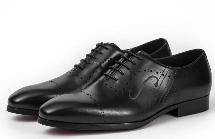 Handmade Siate Toe Brown Buty Ślubne Prawdziwej Skóry Buty High Quality Moda Męskie buty