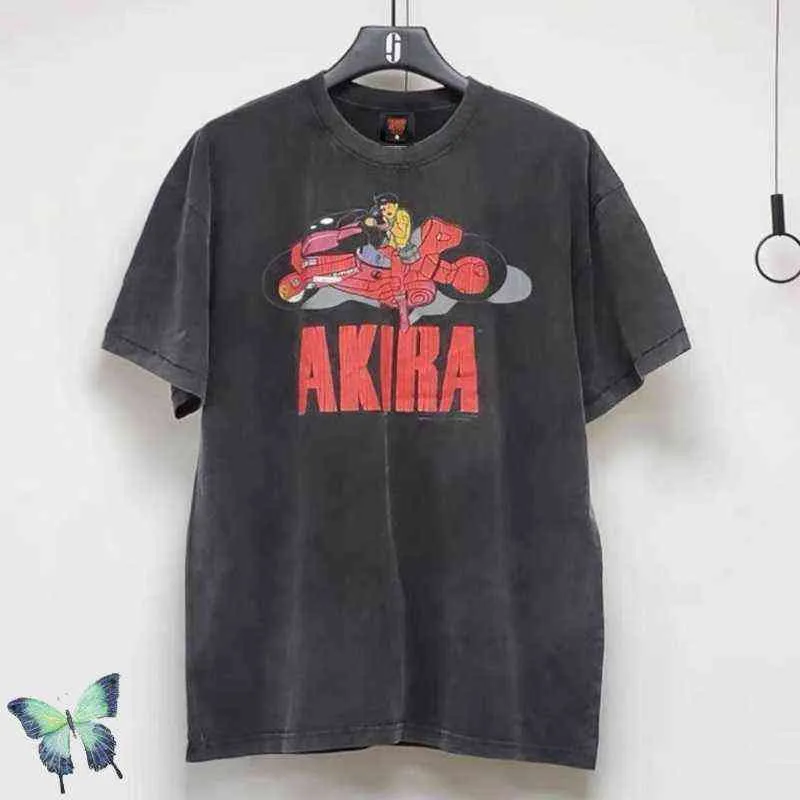 T-shirt Akira W2208114094473, Moto Vintage lavé, en détresse, fait de vieux dommages