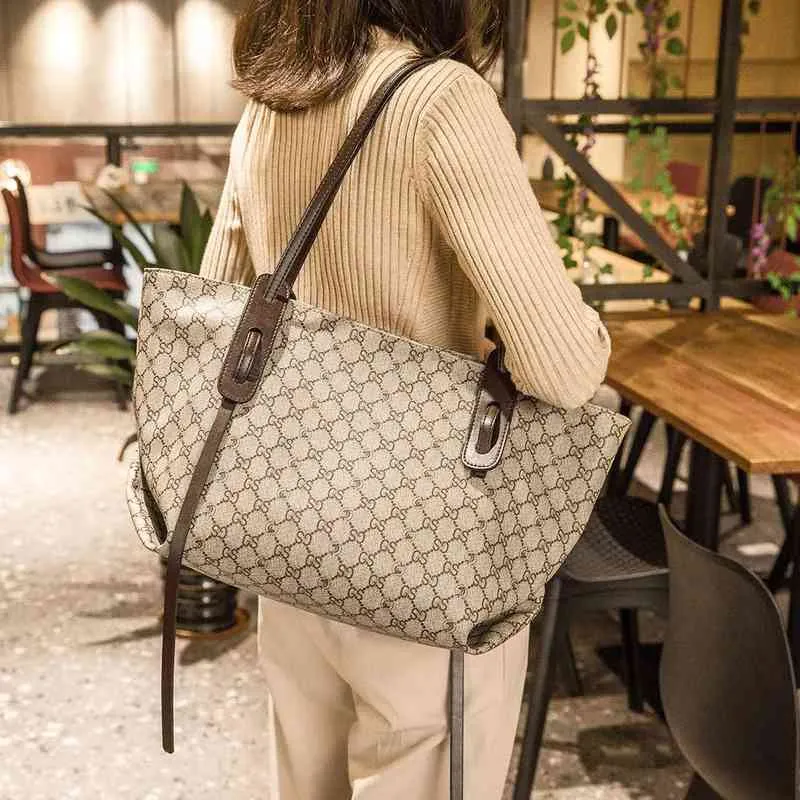 Borse vendita grande capacità 2022 nuovo elegante contrasto di colore Stampato Tote Bag borsa a tracolla da donna monospalla