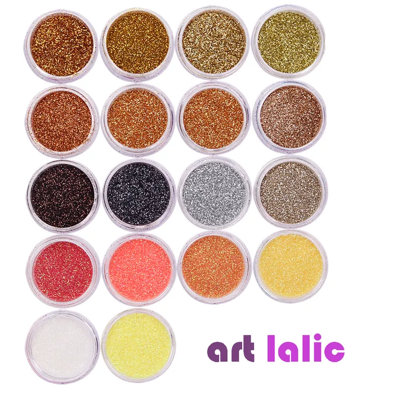 set mix färger Art Fine Glitter Powder Dust UV Gel Polish Acrylic Nail Tips Diy Decoration Tools 220630