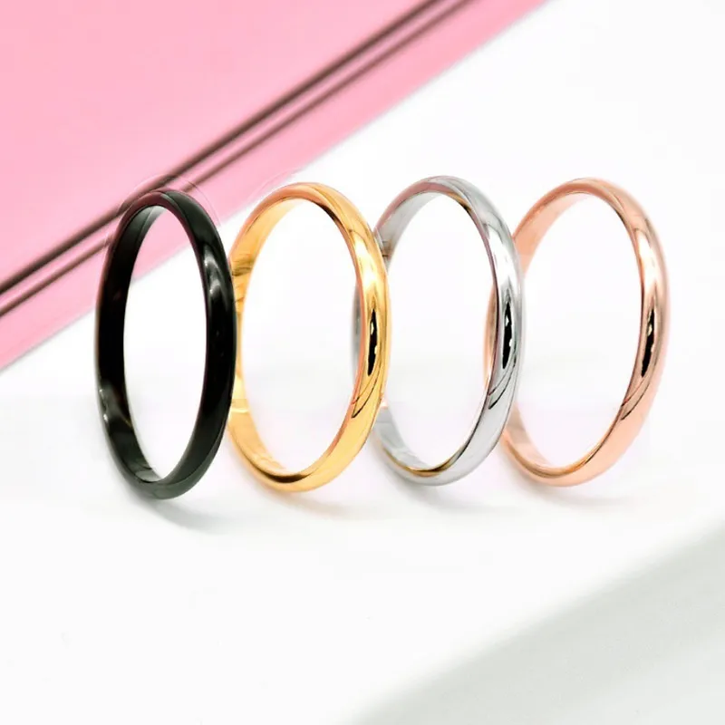 Bague de Couple en acier fin de 1MM, couleur argent, Simple, mode, couleur or Rose, pour femmes et hommes, cadeaux pour hommes, 220719