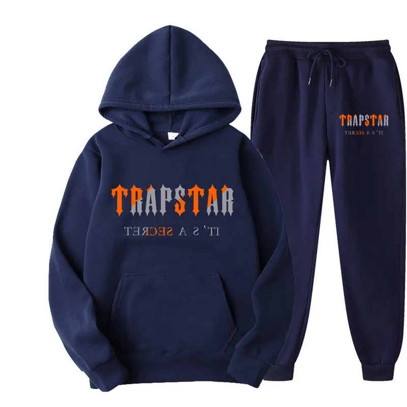 Осень/зимняя бренда Trapstar Твердовой костюм мужская толстовка для толстовки моды Fleeme Sweet Chants 2 штуковы