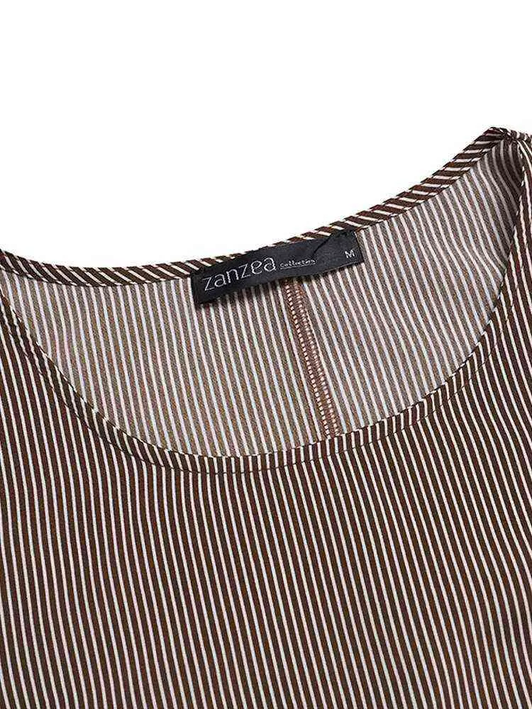 Bohemian Patchwork Tank Dresses Donna Elegante abito senza maniche 2022 ZANZEA Holiday Striped Print Vestidos Summer Beach Maxi Dress G220510