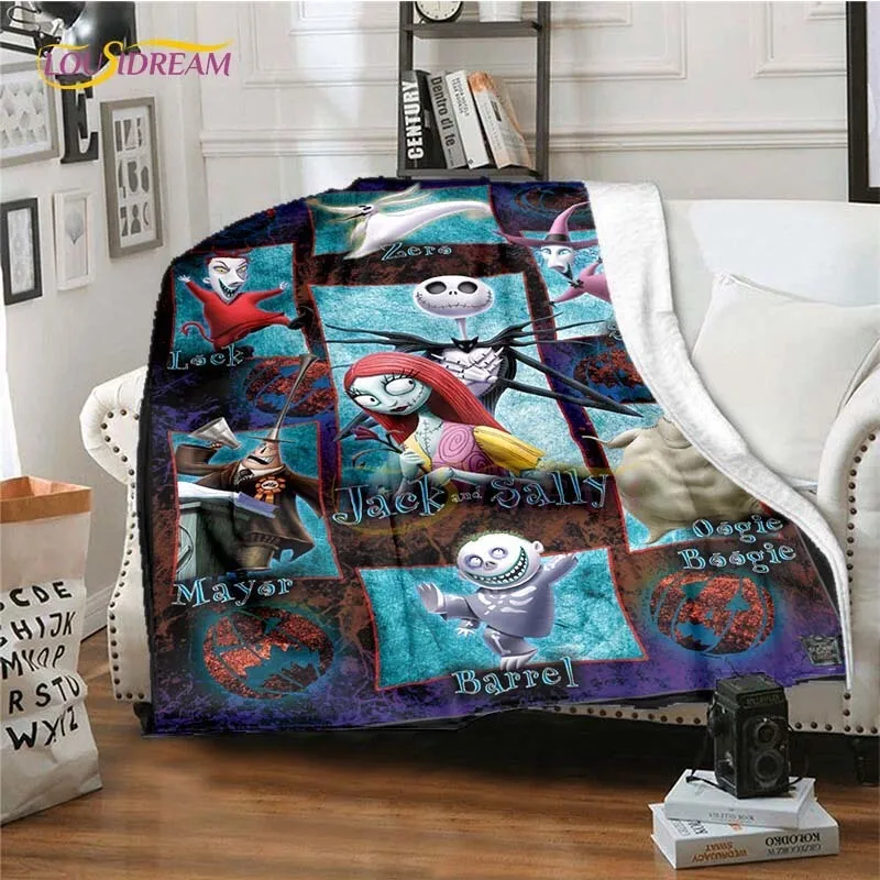 Nightmare Before Christmas Anime Blanket Cover Sofa Jack and Sally Blankets for Kids Soft Bed Sheet Bedding Decoration Kid Gift 220505