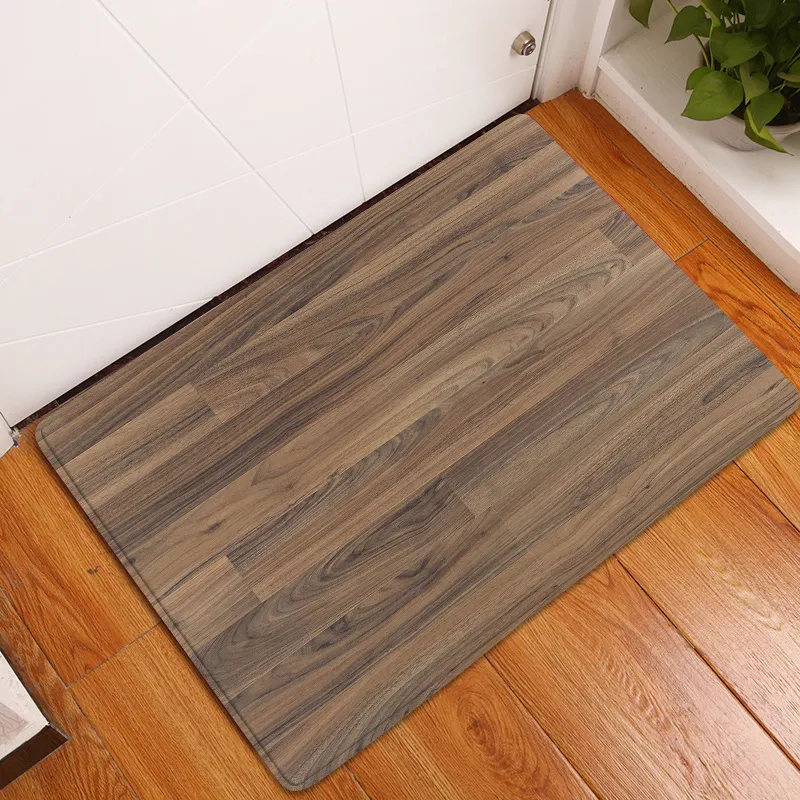 Tábua de madeira retrô tapete de banheiro velha textura listrada marrom geométrica não deslizamento de flanela decoração de piso de cozinha tapete de cozinha 220504