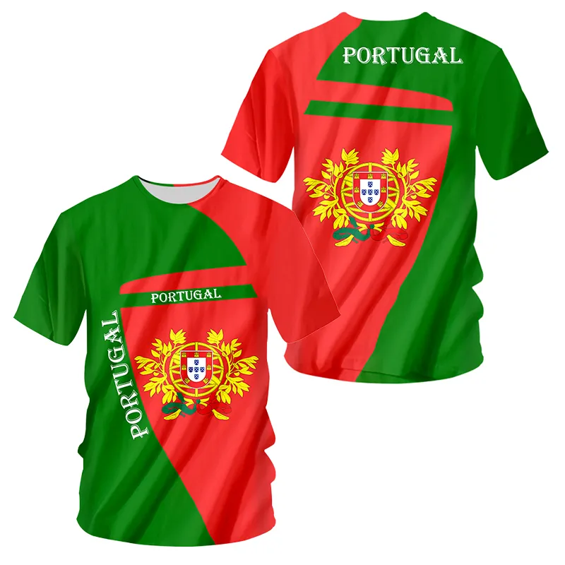 Portugal T-shirt Herren 3D Flagge Druck Streetwear Harajuku Hiphop Kurzen Ärmeln Jersey Fußball Shirts Drop Portugal 220623