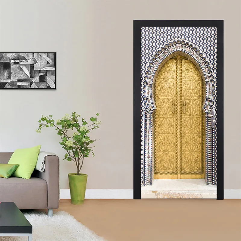 müslüman büyük cami Mekke kapı çıkartma ev dekoru sanat duvar oturma odası sundurma duvar çıkartmaları kabuk çıkartma duvar kağıdı 220504