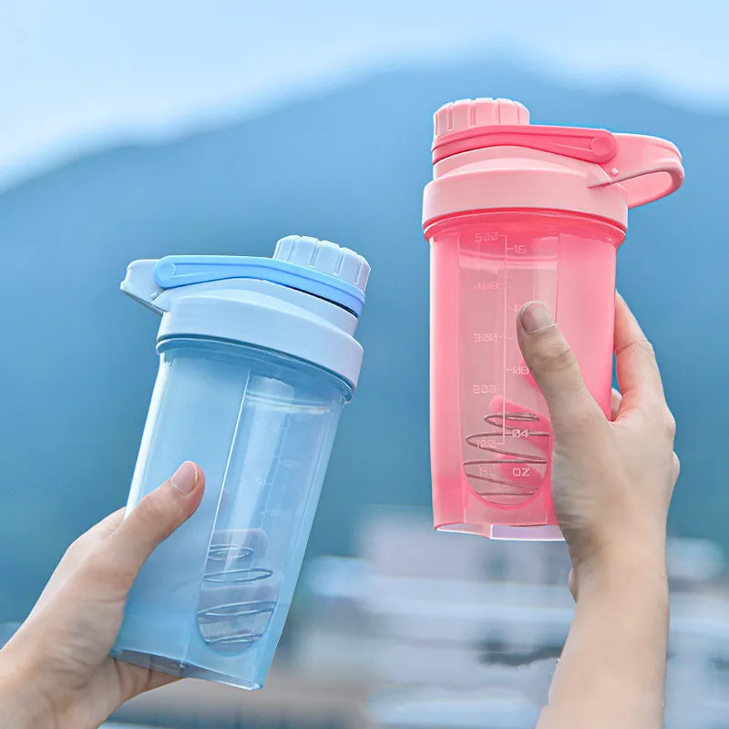 Bottiglia d'acqua da 500 ml bevande Shaker proteine sportive in plastica a prova di perdite BPA FREE 220531