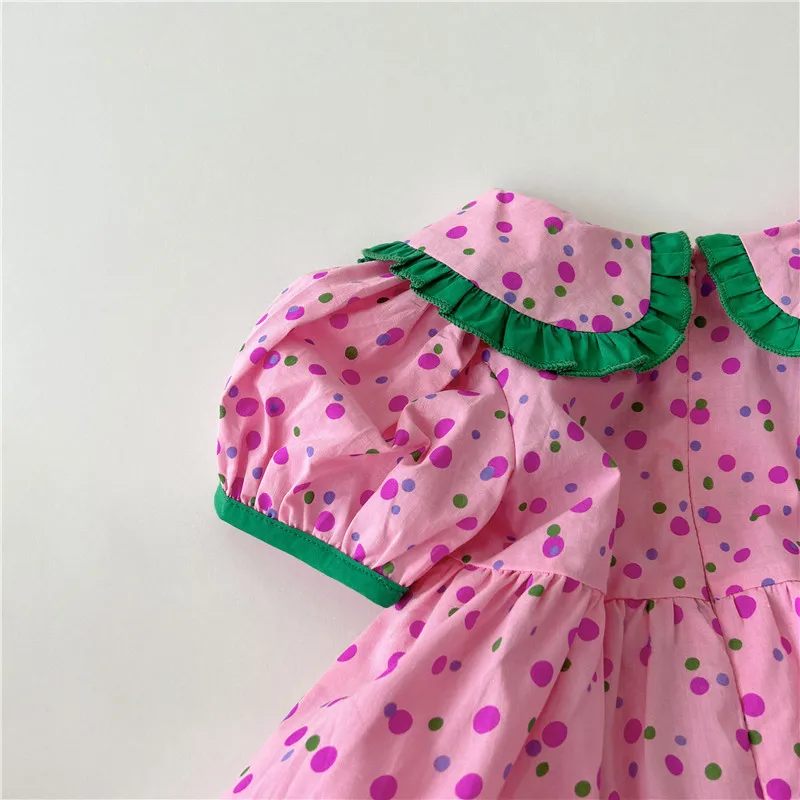 Milancel 2022 Zomermeisjes Kleding Dot Girls Jurk roze jurken voor kinderen CX220514