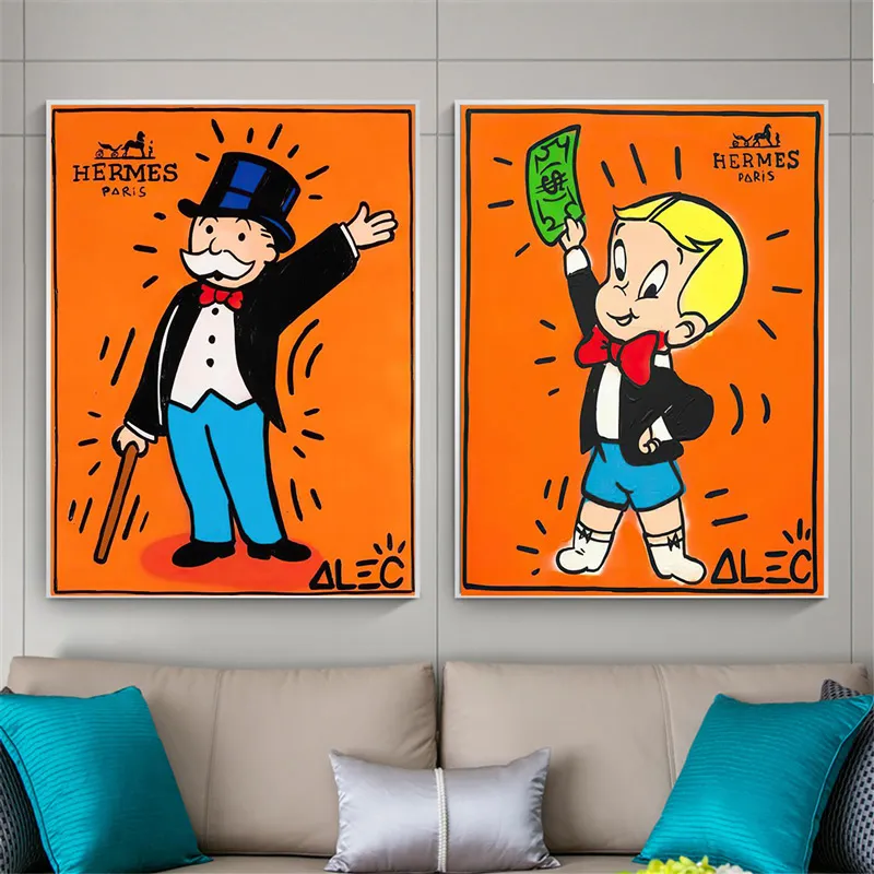 Graffiti Art Alec Monopoly Canvas Painting Immagini modulari Poster e stampe Wall Art soggiorno Decorazione domestica