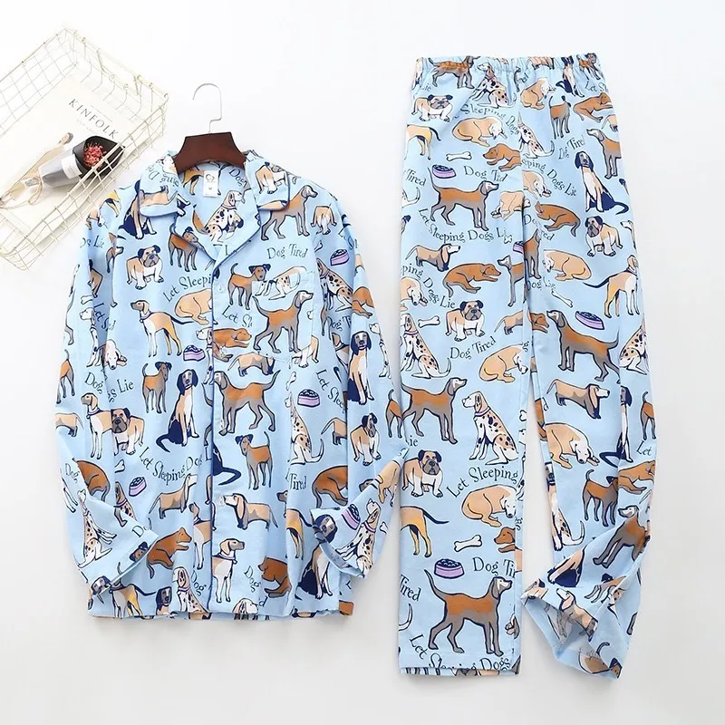 Cute white bear 100% brushed cotton men pajama sets Autumn Casual fashion animal sleepwear men homewear sexy pijamas mujer 220720