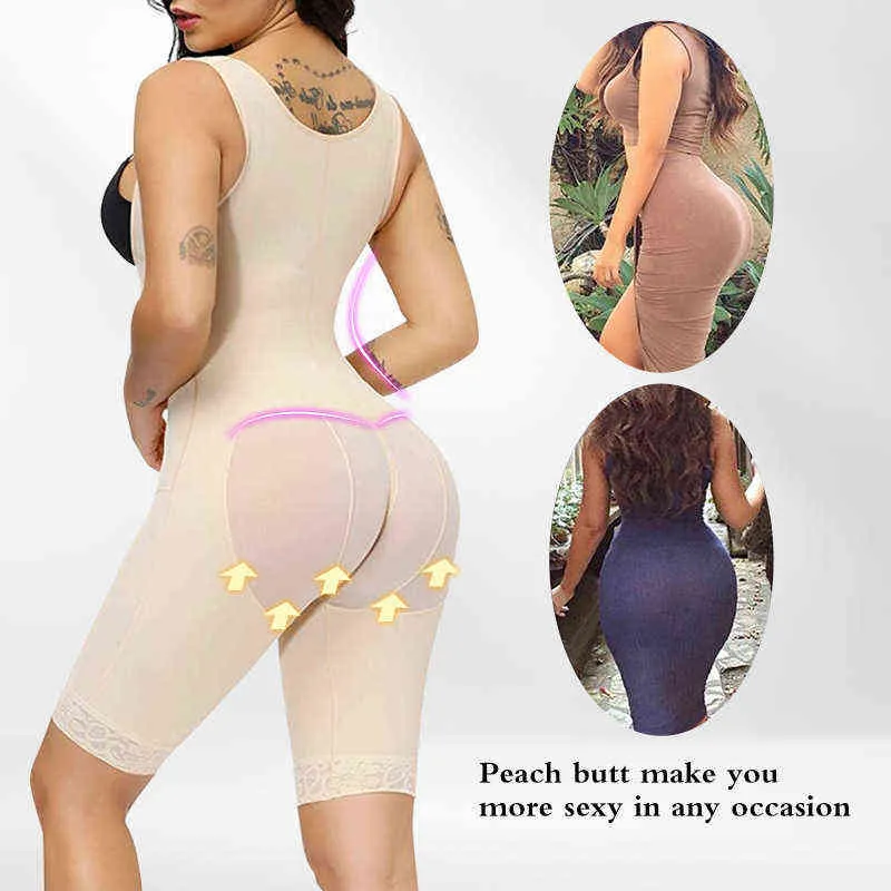 Bodysuits Shapers High Compression midja Trainer Butt Lifter Body Shaper Control Panties Colombian Shapewear Lår Slimmer Jumpsuit L220802