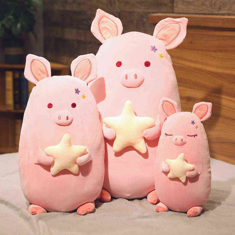 Cuddle Star Pink Pig CM Piggy Flat Sleeping Pillow Super Soft Messgage for Girl Birthday Present J220704