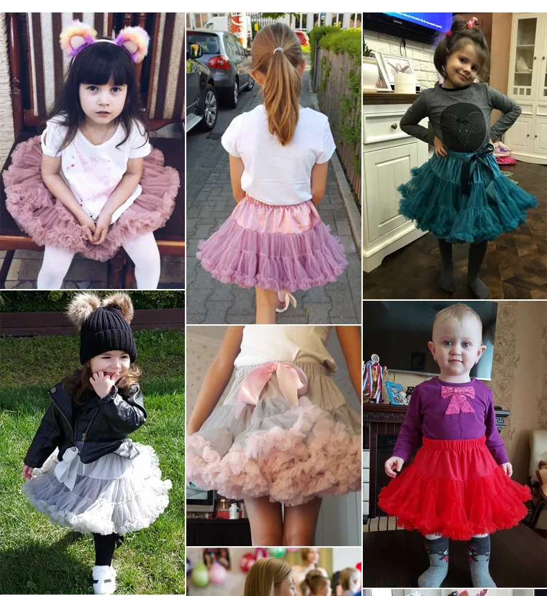 Mädchen Tutu Röcke Solide Flauschigen Tüll Prinzessin Ballkleid Pettiskirt Kinder Ballett Party Leistung für Kinder W-PP001 220326