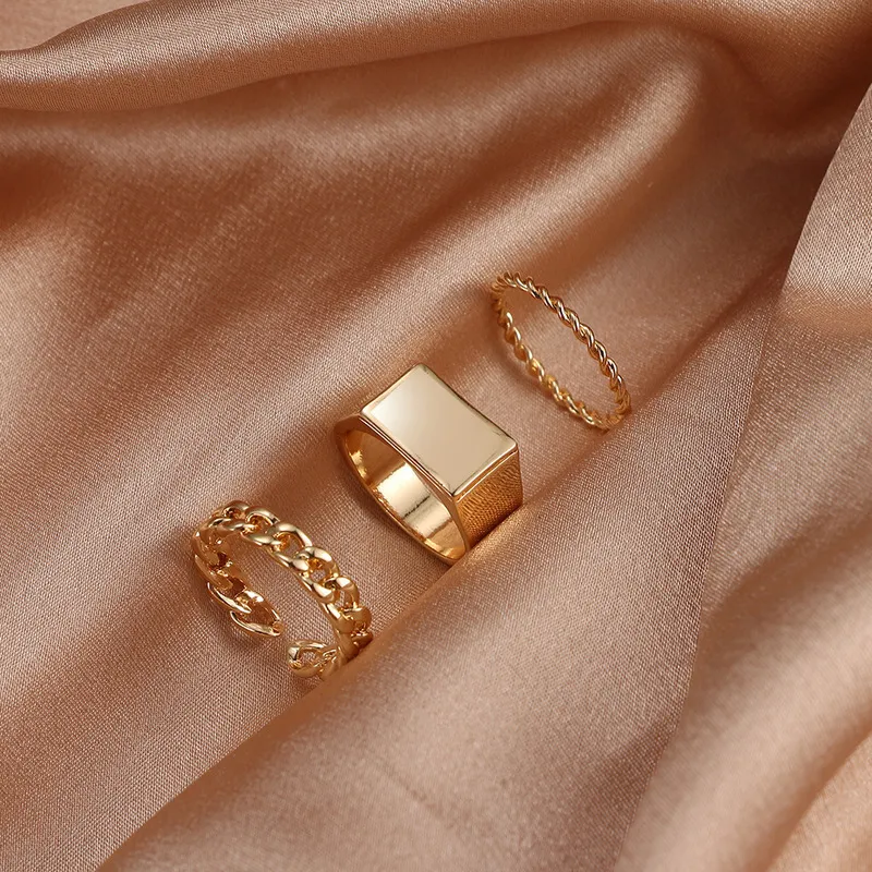 set anillos de moda estilo coreea para mujeres giro minimalista de chicas cuadradas pik joya para adolescentes 220716