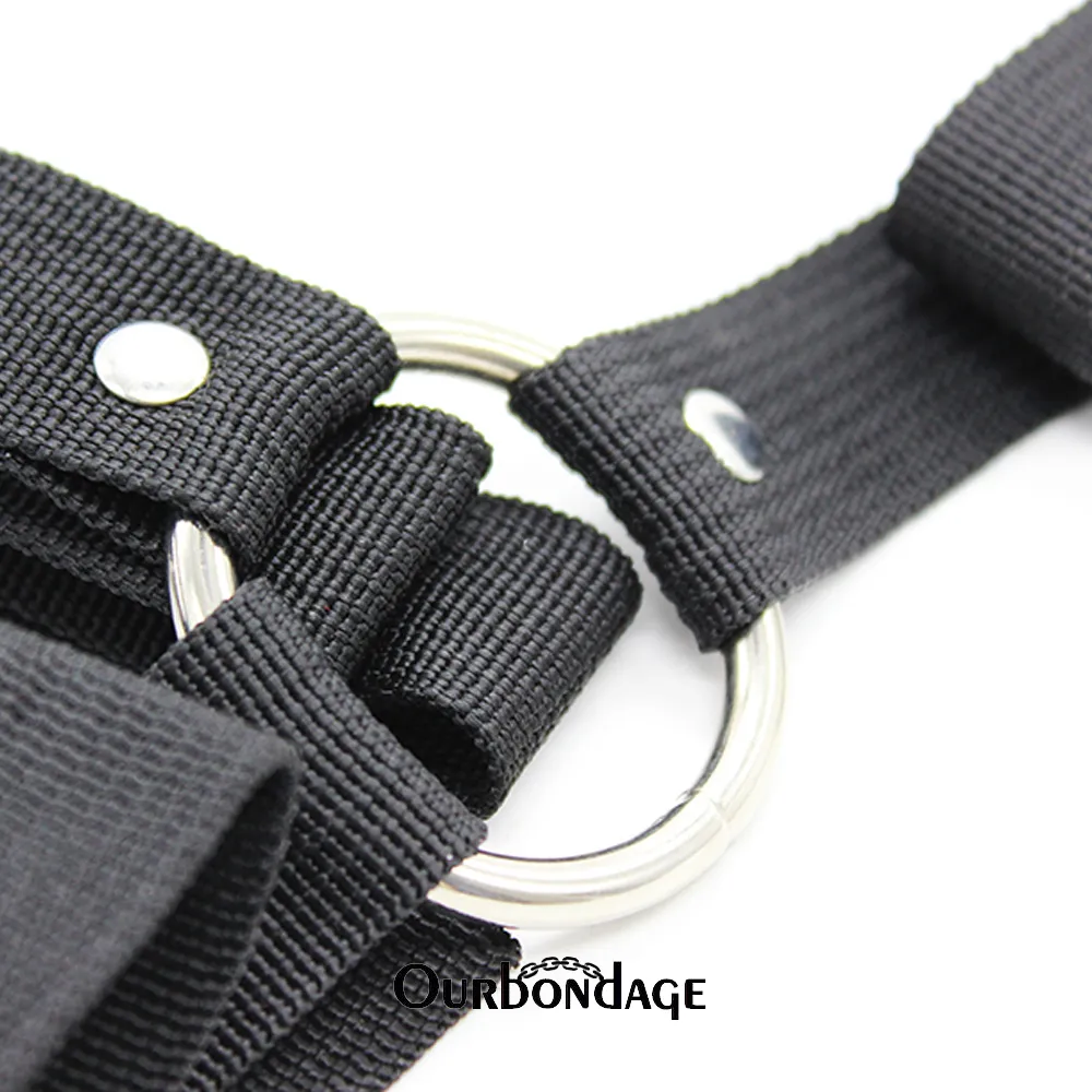 Ourbondage Women Nylon Belt Waist Harness Bondage Body With Collar and Armbinder Handcuffs with Leash Female Restraints sexy Toys