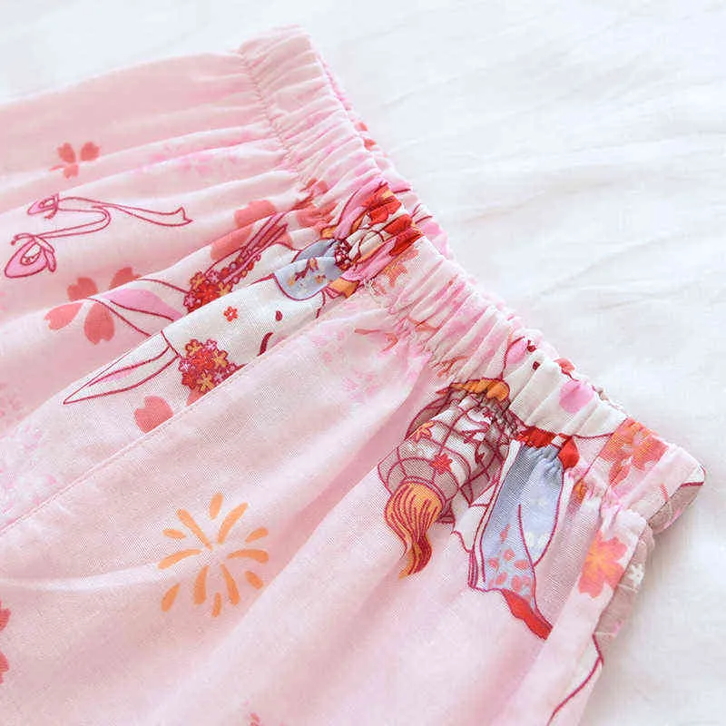 かわいい100％ガーゼコットン子供着飾バスローブ男の子と女の子の日本の夏のパジャマセット
