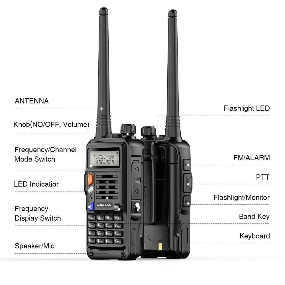 Baofeng UV-S9 plus 10W Hög kraftfull 50 km VHF/UHF Långt räckvidd Tvåvägs Radio Walkie Talkie CB Ham Portable Radio UV-5R för jakt