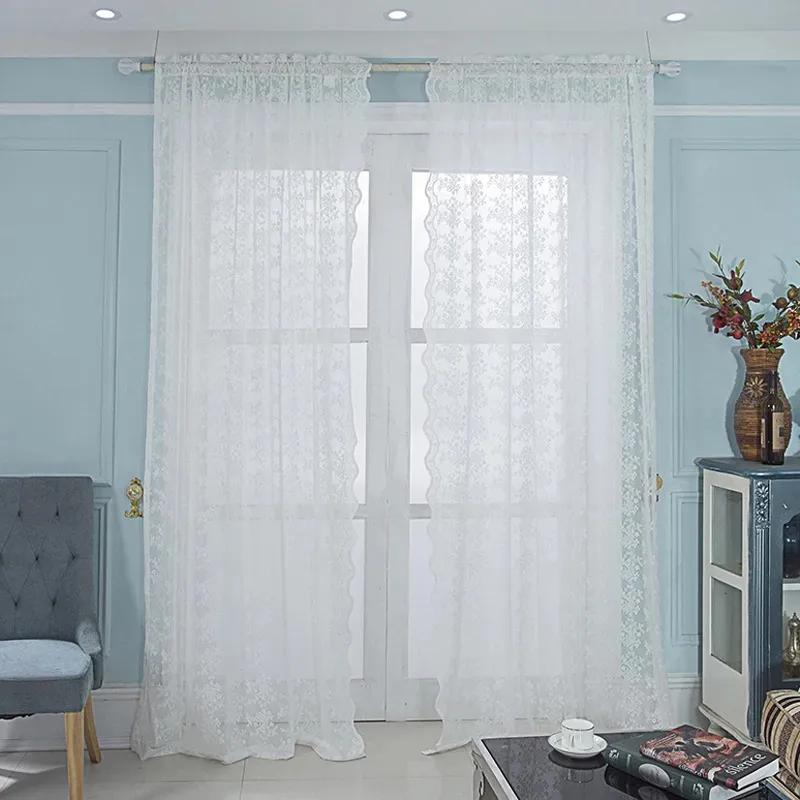 White Lace Curtain Window Mosquito Net Fly Screen Curtain for Bathroom Exterior Door Curtain Balcony Privacy Screen Pavions 220525