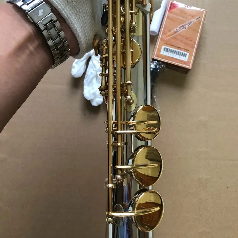 High-end original YSS-875EX-struktur B-Tuned High Pitched Saxophone White Copper Gold-Plated Professional-Tone Sax Soprano