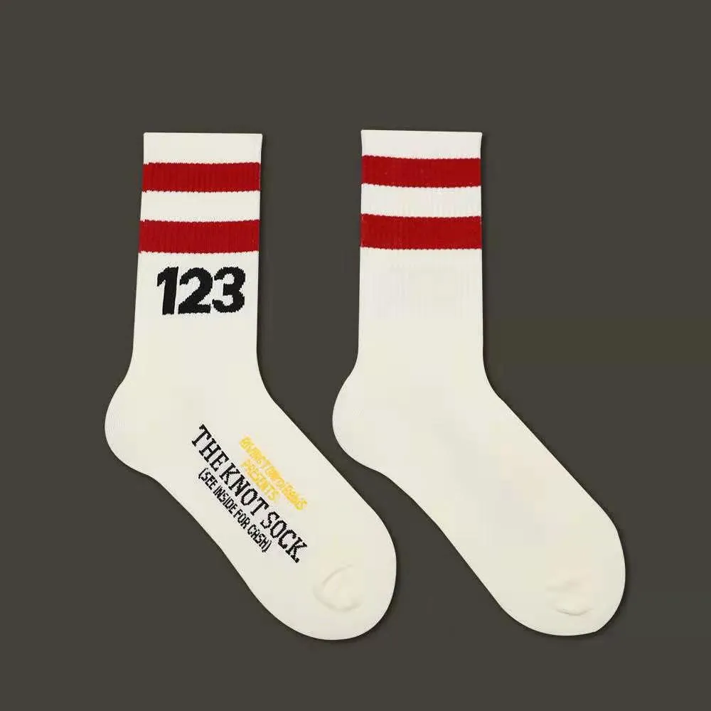 Men's Socks New RRR123 Numbers Letters Pattern Color Matching Cotton Socking for Men and Women High Street