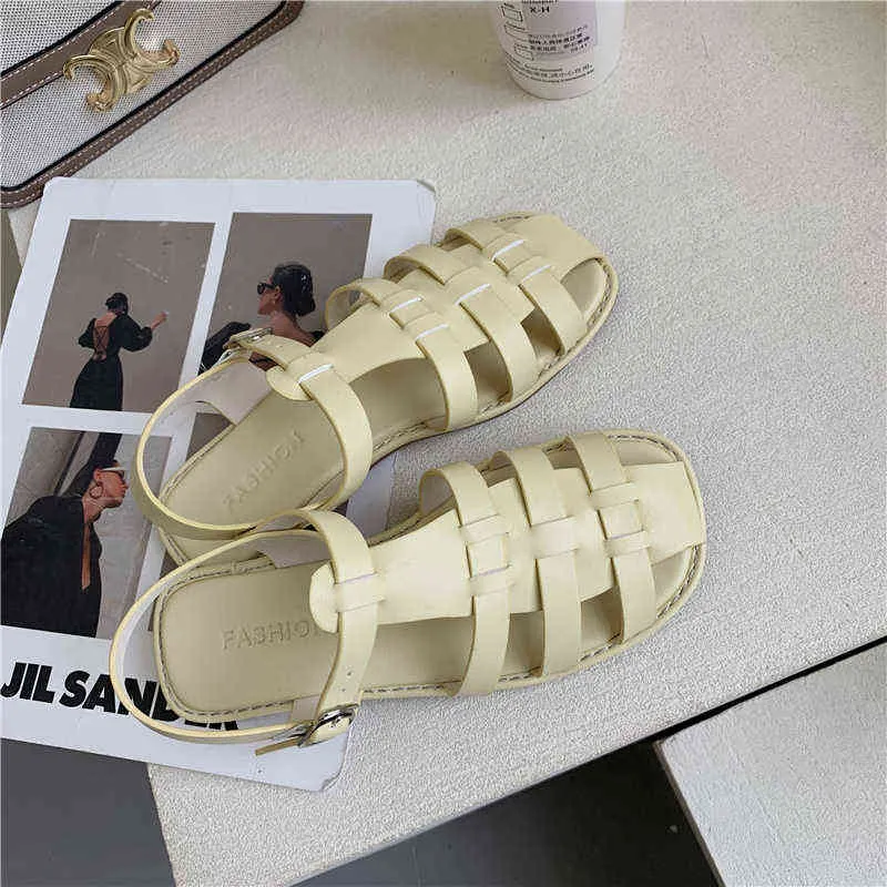 New Brand Women Sandal Shoes Flat Heel Casual Ladies Slides Summer Outdoor Round Toe Close Toe Mules Syndal Sandal Big 40 G220525