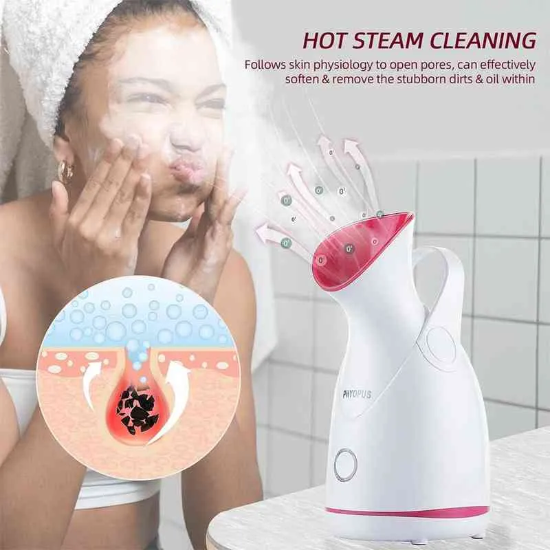 Nano Ionic Facial Steamer Hot Mist Moisturizer Firidifier Deap Cleaning Face Spray Spa Skin Care Beauty Machine 220505
